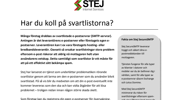 Få koll på svartlistorna med Stej