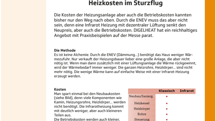 Heizkosten im Sturzflug - Mitteilung zur Messe eltefa Stuttgart