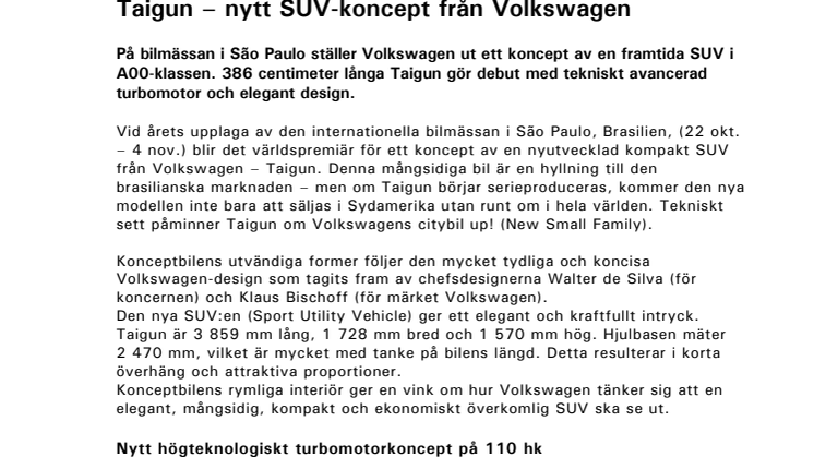 Taigun – nytt SUV-koncept från Volkswagen