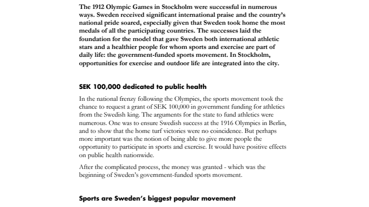 Olympic anniversary: 100 years of health