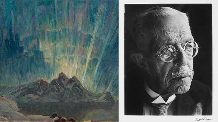 Anna Boberg, Northern Lights. Study from North Norway. Photo: Anna Danielsson/Nationalmuseum. Lennart Nilsson, Gustaf V (1858-1950), king of Sweden, 1950. Photo: Lennart Nilsson Photography/TT Nyhetsbyrån. 