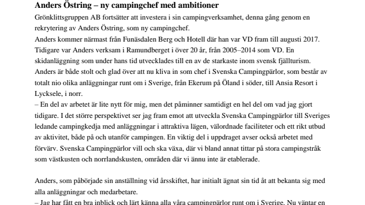 ​Anders Östring – ny campingchef med ambitioner