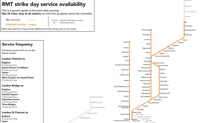 18 & 20 August RMT strike day service availability