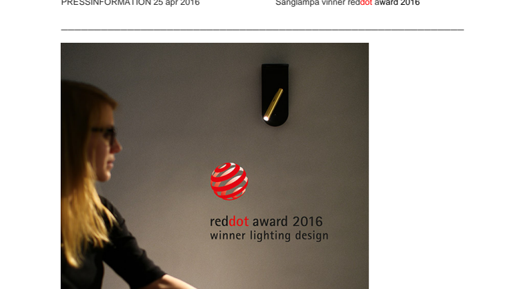Sänglampa vinner reddot award 2016