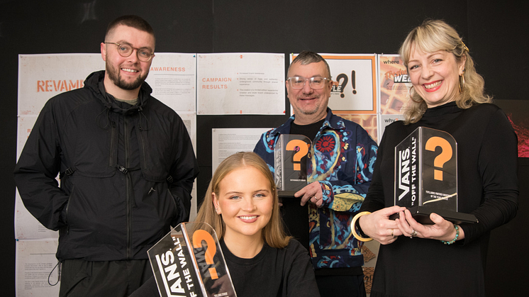 Cameron Poole, Olivia Mackinnon, Christopher Hodge and Gayle Cantrell with the three Northumbria awards