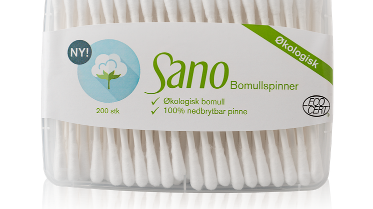 Sano bomullspinner med miljøvennlig pinne av papp