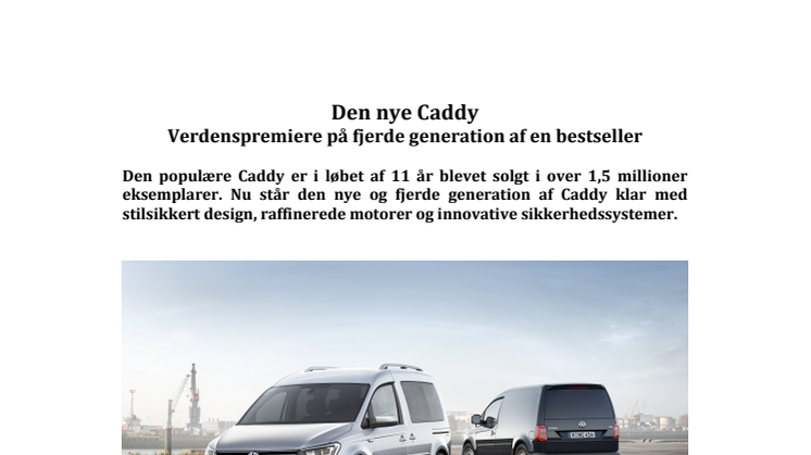 ​Den nye Caddy - verdenspremiere på fjerde generation af en bestseller