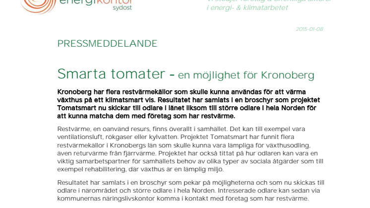 Smarta tomater – en möjlighet för Kronoberg
