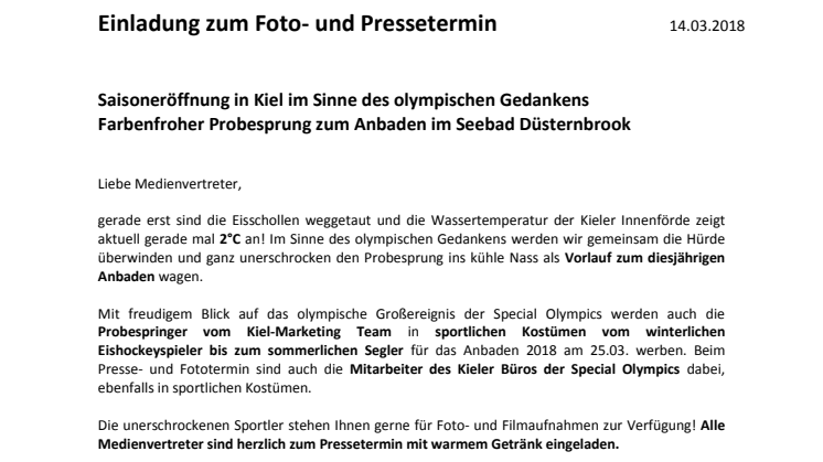 Presseeinladung zum Fototermin