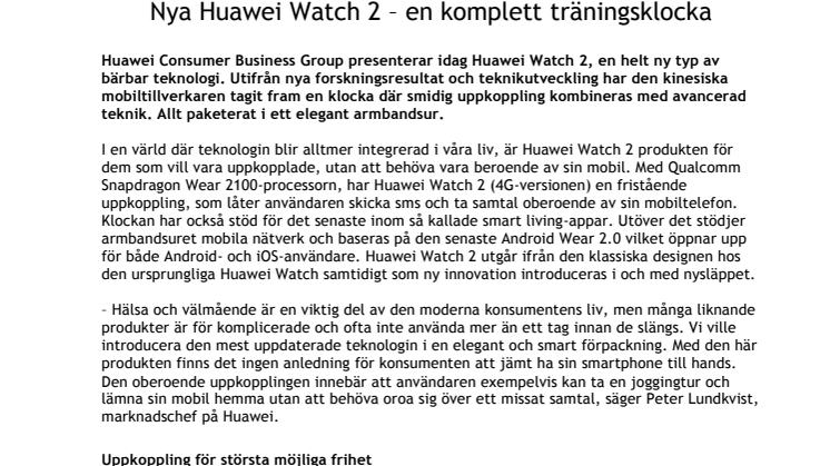 Nya Huawei Watch 2 – en komplett träningsklocka
