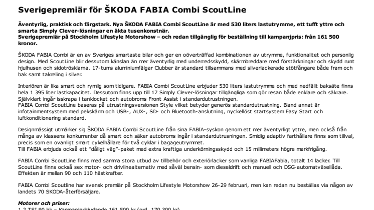 Sverigepremiär för ŠKODA FABIA Combi ScoutLine