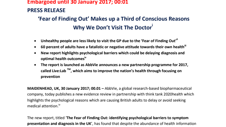 ‘Fear of Finding Out’ Makes up a Third of Conscious Reasons Why We Don’t Visit The Doctor