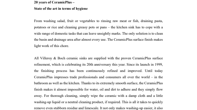 20 years of CeramicPlus – State of the art in terms of hygiene
