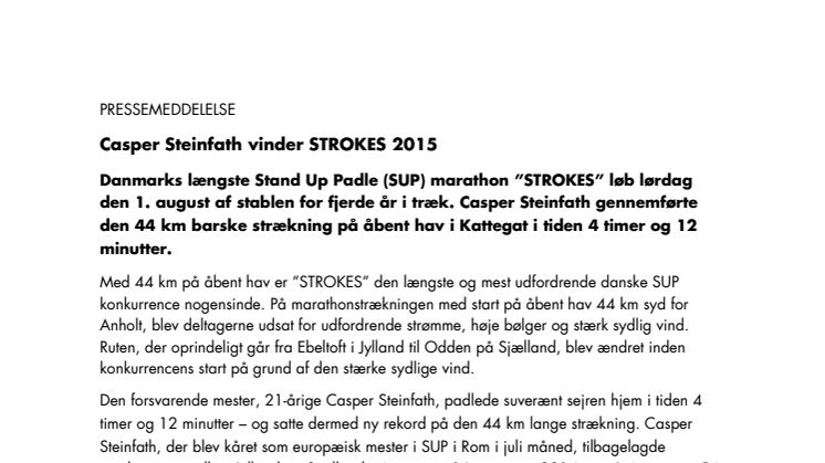 Casper Steinfath vinder STROKES 2015