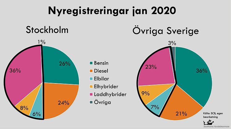 Fördelning av nyregistrerade bilar under januari 2020.