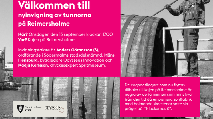 Inbjudan till invigning av de upprustade tunnorna på Reimersholme