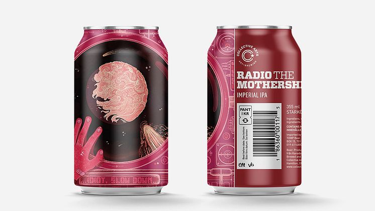 Succéölet Radio The Mothership Imperial IPA från Collective Arts får ny illustration av konstnär från London.