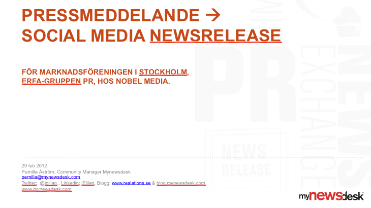 Social Media Newsrelease - för Marknadsföreningen i Stockholm