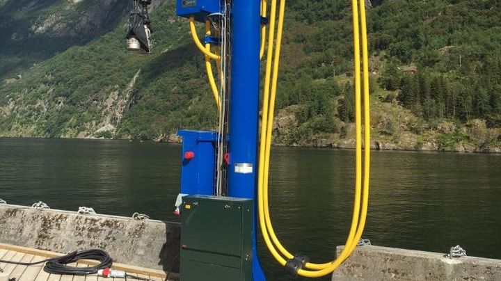 Power point: one of the two Cavotec shore power dispensers that charge the award-winning ferry.