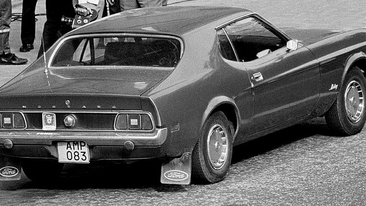 Kreditbanken vid Norrmalmstorg 1973. Här stod Mustangen under de sex dagar som dramat varade