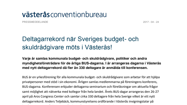 Deltagarrekord när Sveriges budget- och skuldrådgivare möts i Västerås!