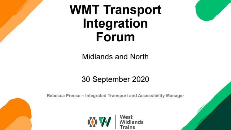 WMT Transport Integration Forum presentation - Midlands and North - 300920