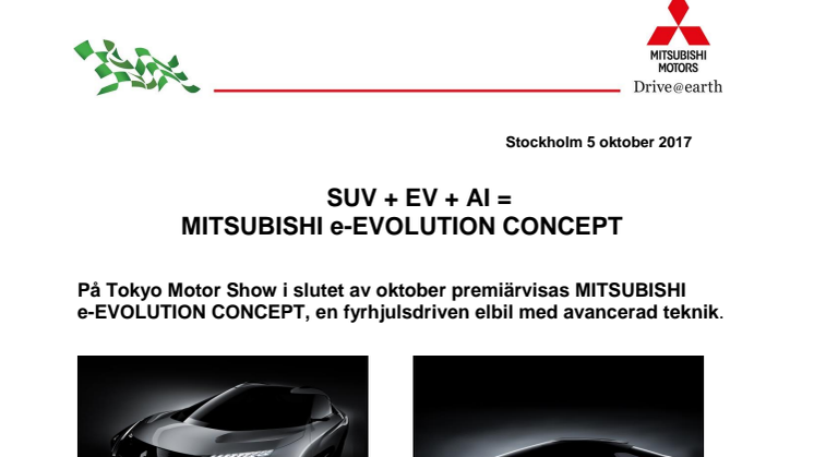      SUV + EV + AI = MITSUBISHI e-EVOLUTION CONCEPT