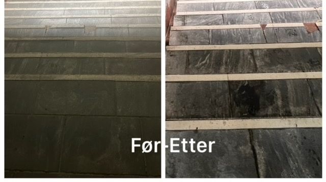 Trappene til stasjonen før og etter vask.