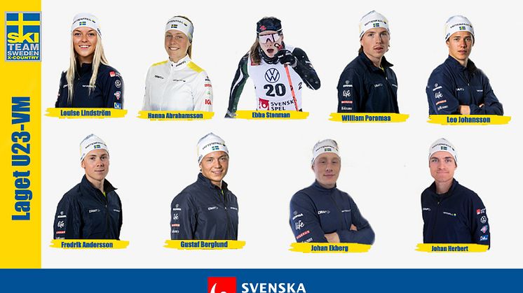 Nio åkare finns med i U23-truppen. Däribland fjolårets junior-världsmästare Louise Lindström.