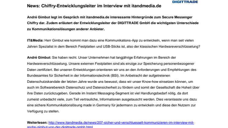 Chiffry-Entwicklungsleiter im Interview mit itandmedia.de