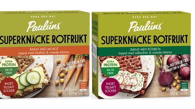 Ny ​i Paulúns  sortiment är  Paulúns Superknäcke Rotfrukt som är fyllt med nyttigheter som rotfrukter, linser och kikärtor.
