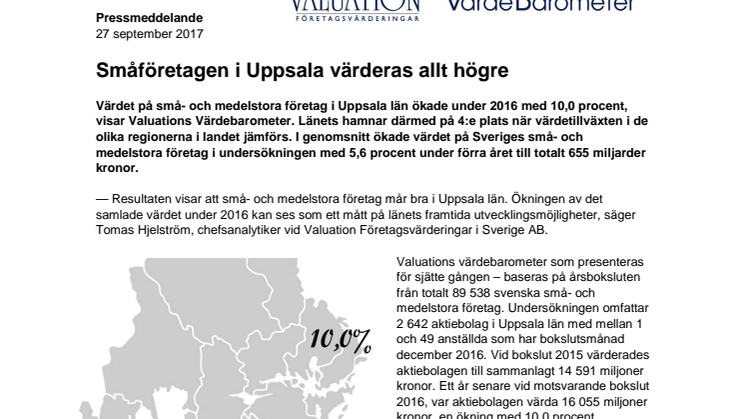  Värdebarometern 2017 Uppsala län