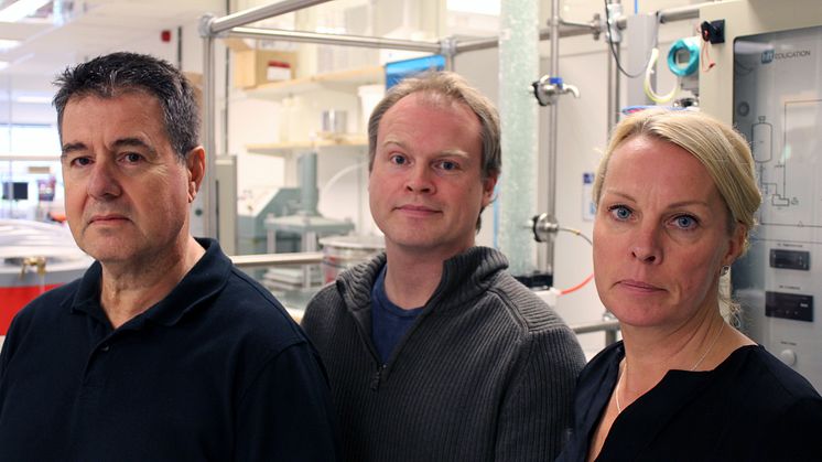Teamet bakom koldioxidforskningen på Luleå tekniska universitet är Paul Christakopoulos, professor, Magnus Sjöblom, forskare och projektledare och professor Ulrika Rova, alla inom biokemisk processteknik.