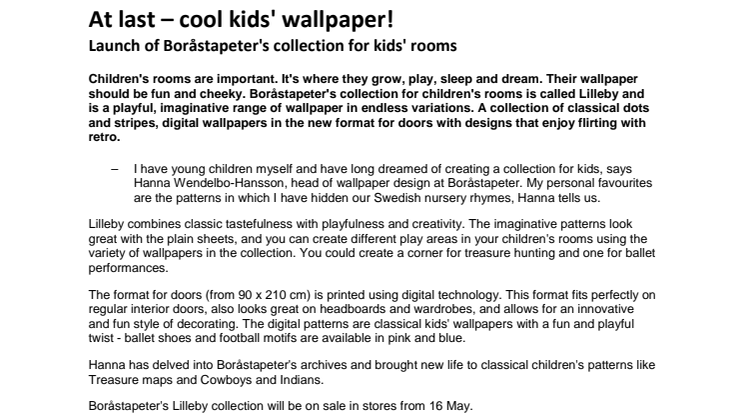 LILLEBY - At last - cool kids' wallpaper!