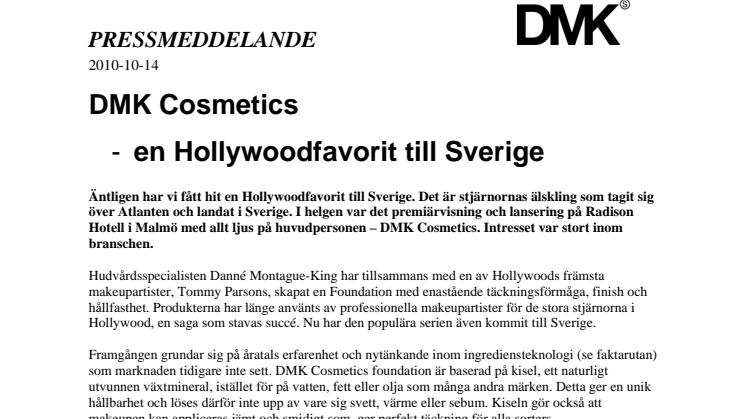 DMK Cosmetics -en Hollywoodfavorit till Sverige