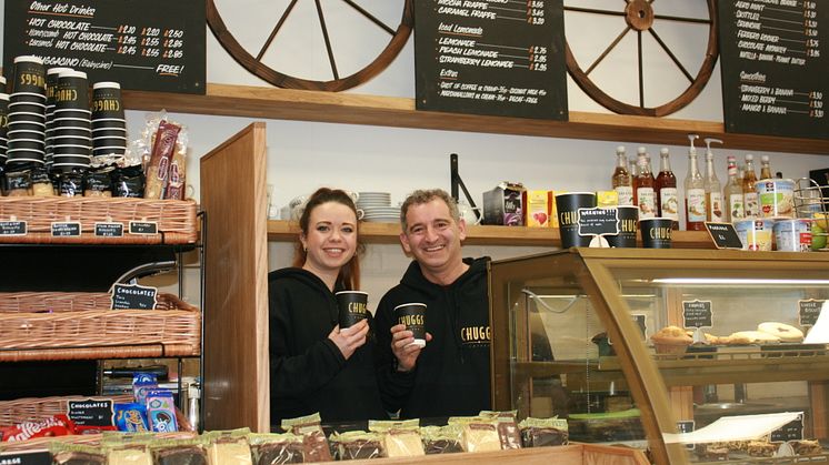 Passengers are delighted with the refit of  Potters Bar station coffee shop - almost as much as owner David Sampson (pictured right, with barrista Stephanie Parry)!
