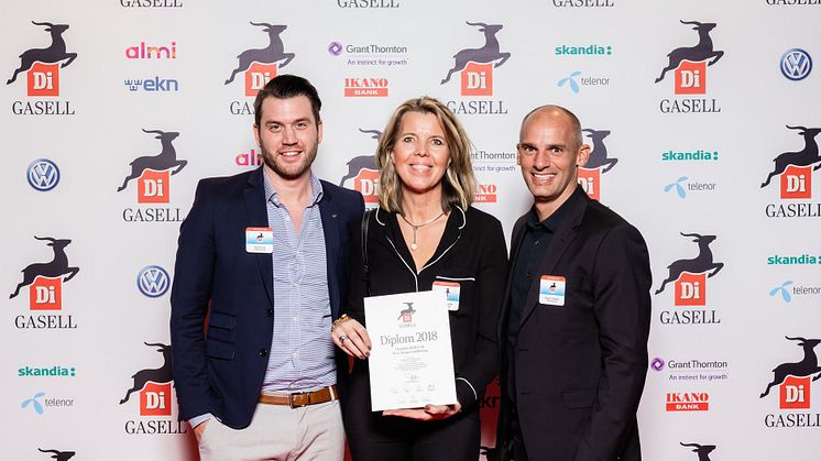 Di Gasell Award 2019 - Carl Lesvoix, Helena Sawelin and Daniel Nerhagen partners of  TDoS.