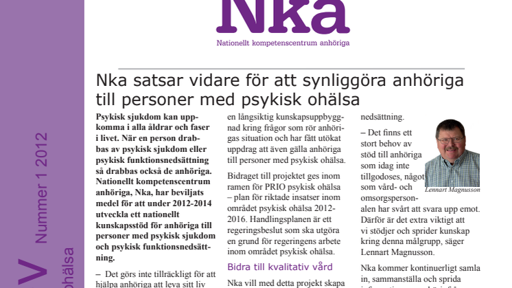 Nyhetsbrevet Psykisk ohälsa nr 1 2012