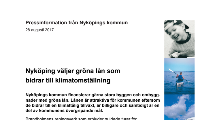 Nyköping väljer gröna lån som bidrar till klimatomställning