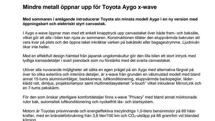 Mindre metall öppnar upp för Toyota Aygo x-wave