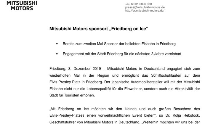 Mitsubishi Motors sponsort „Friedberg on Ice“