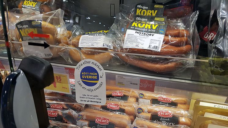 Rikstäckande butikskampanj för ursprungsmärkningen Från Sverige hösten 2017 – Kött från Sverige i charkdisken.