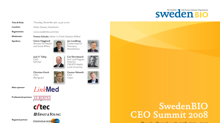 Welcome to SwedenBIO CEO Summit Dec 4th!