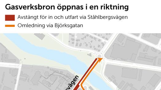 ​Gasverksbron öppnas i ena riktningen under vecka 41