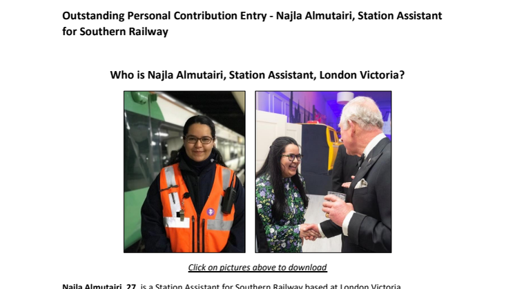 Outstanding Personal Contribution - Najla - National Rail Awards