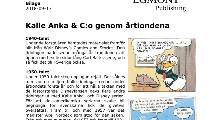 70 år med folkbildaren Kalle Anka  – Sveriges näbbigaste tidning jubilerar 