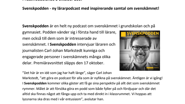 Svenskpodden - ny lärarpodcast med inspirerande samtal om svenskämnet!