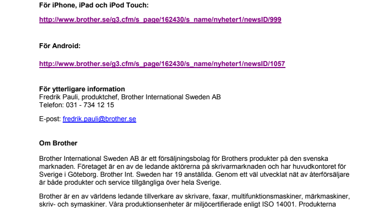 Brother International Sweden AB: Skanna direkt från en Smartphone med Brothers nya app