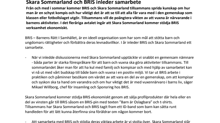 Skara Sommarland och BRIS inleder samarbete