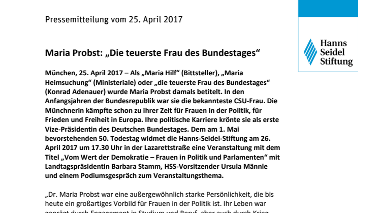 Maria Probst: „Die teuerste Frau des Bundestages“